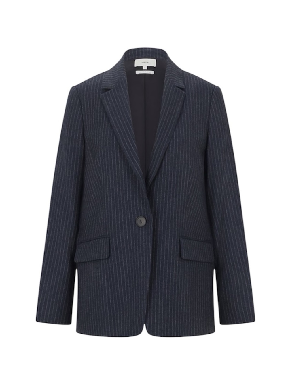 Vince Pinstripe Adorned Oversized Wool Blend Blazer Navy Blue Size 8